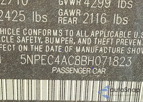 2011 Hyundai Sonata Se from USA, damaged, VIN 5NPEC4AC8BH071823